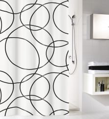 Rideau de douche Rings noir blanc 180 x 200 cm