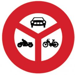 2.14 Interdit aux voitures, motocycles, cyclomot. Ø cm: 60, Exécution: Scotchlite HIP