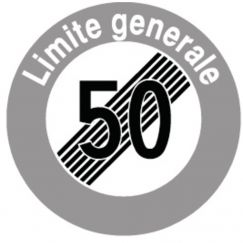 2.53.3 Fine velocita mass.  "50 Limite generale" Ø cm: 40, Exécution: Scotchlite HIP