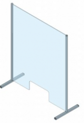 Hygieneschutz in Einscheibensicherheitsglas (ESG) und Aluminium PRO-CV 2A 800 x 1210 mm
