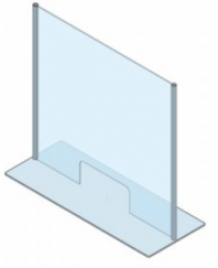 Hygieneschutz in Einscheibensicherheitsglas (ESG) und Aluminium PRO-CV 4A 900 x 1198 mm