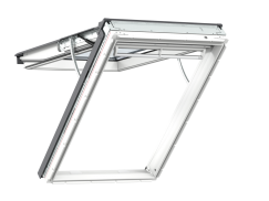 Klappflügelfenster PU 78 cm x 118 cm Polyurethan-Oberfläche mit Holzkern Verblechung Aluminium Verglasung 3-fach Thermo 2 VELUX INTEGRA® elektrisch automatisiert