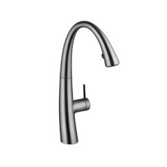 Mitigeur à levier|Douchette inversible extensible cachée KWC ZOE decor steel 10.201.122.127FL