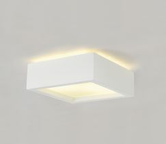 PLASTRA 104 E27, plafonnier carré, plâtre blanc, max. 2x 25W