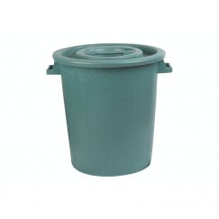Seau à ordures vert avec couvercle Contenu / litre: 75, Ø cm: 44