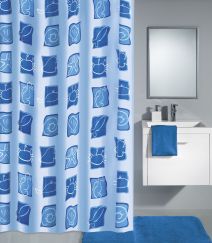  Rideau de douche Sealife bleu 180 x 200 cm  
