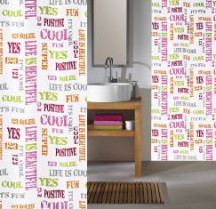  Rideau de douche Script multicolor 180 x 200 cm  