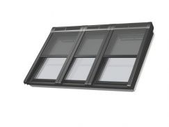 Marquisette de protection contre la chaleur pour GGLS 3-EN-1 66 cm x 118 cm Tissu transparent, jusqu’à 74% de réduction de la chaleur VELUX INTEGRA® Solar automatique Ouverture à gauche et à droite, verre fixe au centre, taille FK06