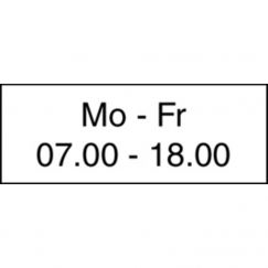 10.055 Plaque supplémentaire HIP Grandeur cm: 50/20, Texte: Mo - Fr 07.00 - 18.0