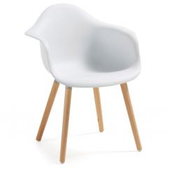 Fauteuil Kenna wood blanc, bois clair