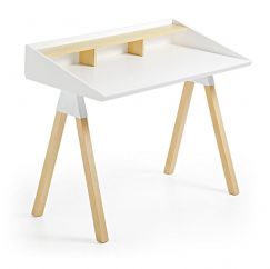 Scrivania Stick bianco, legno chiaro