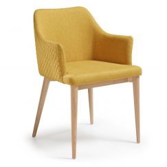 Fauteuil Danai wood & fabric moutarde, bois clair