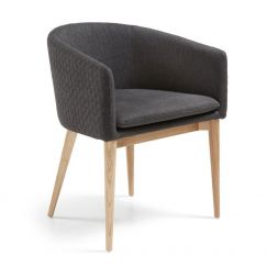 Fauteuil Harmon wood & fabric gris foncé, bois clair