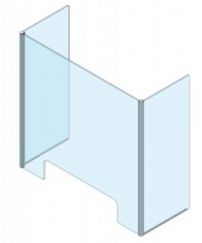 Hygieneschutz in Einscheibensicherheitsglas (ESG) und Aluminium U PRO-CV 5B 1200 x 1190 mm