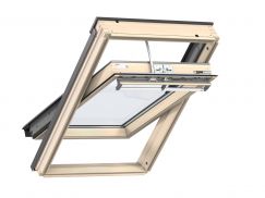 Schwingflügelfenster Holz 78 cm x 98 cm Kiefernholz klar lackiert Verblechung Aluminium Verglasung 2-fach Thermo 1 VELUX INTEGRA® elektrisch automatisiert 