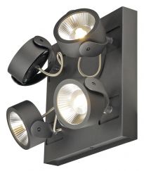 KALU LED 4 lampada a parete/plafone, square, nero, 3000K, 60°