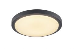 Plafonnier AINOS, LED, 3000K, rond, anthracite, avec capteur